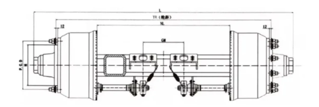 14t 16t 18t 1840mm Track Trailer Axle