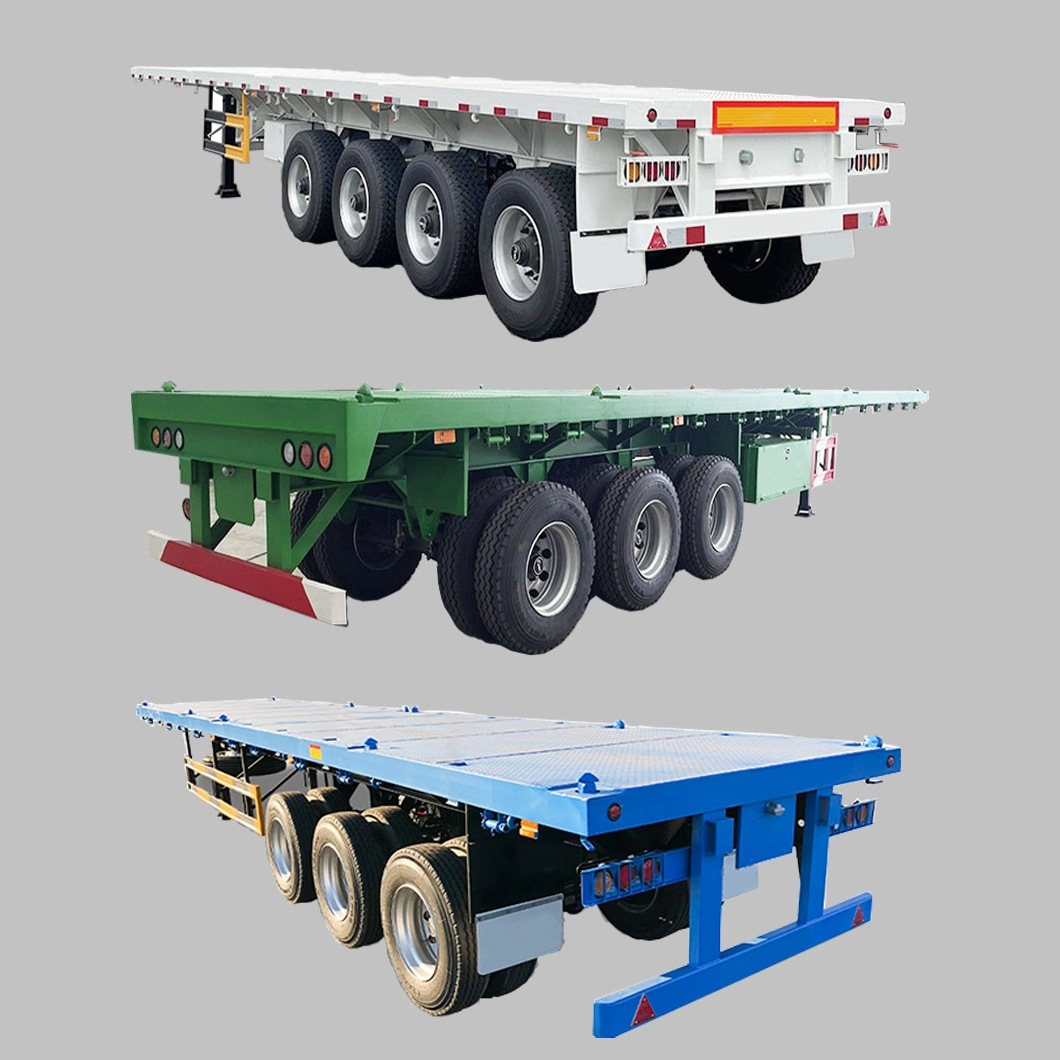 3/4axles 60 Tons 20/40 FT Container Shipping Flat Deck High Bed Platform Flatbed Truck Trailer Semi Trailer