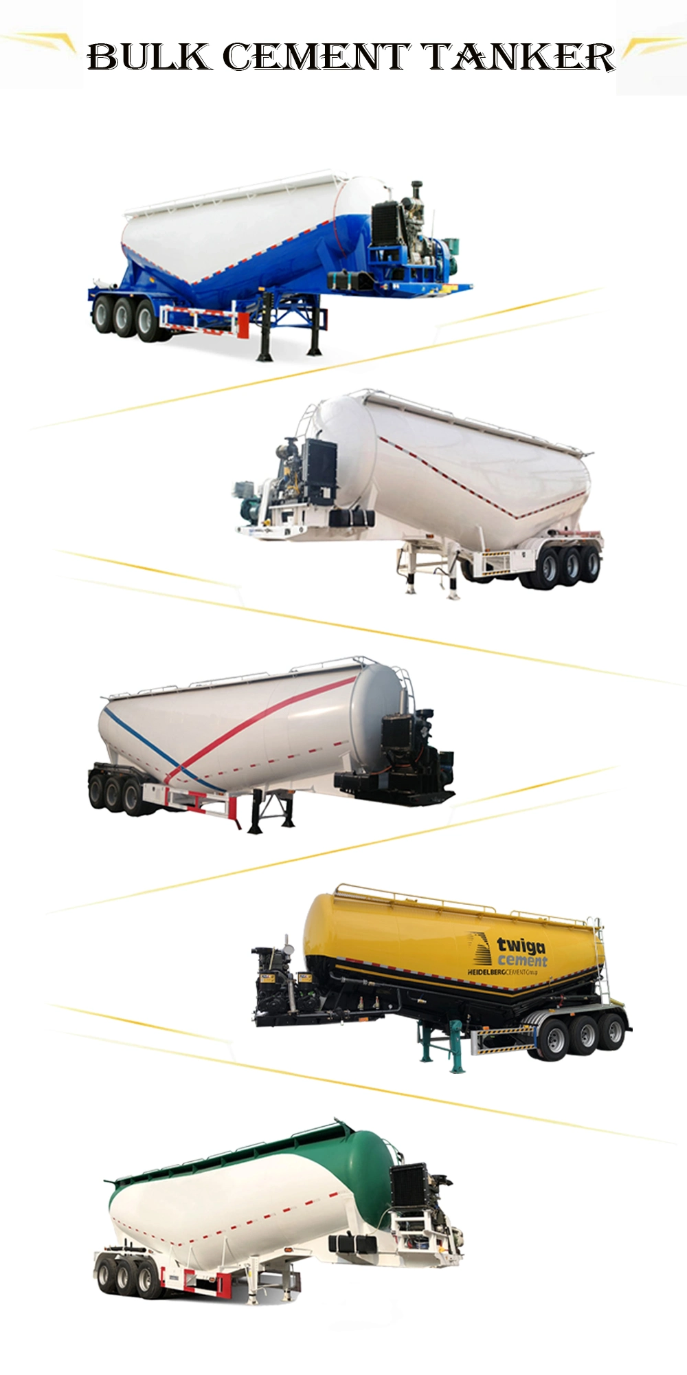 3 Axles 40/50 Cbm Bottom Aluminum V Shape Discharge/Unloading Bulk Cement/Fly/Powder Material Transport Tank/Tanker Heavy Duty Truck Semi Trailer for Sale