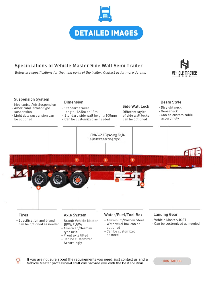 Vehicle Master New Sidewall Fence Semi Trailer Transportation Special Semi Trailer